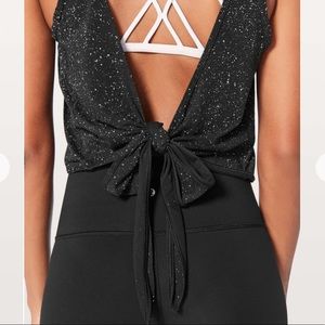 SOLD // Lululemon It's A Tie Tank, Splatter Dye Black, Size 8